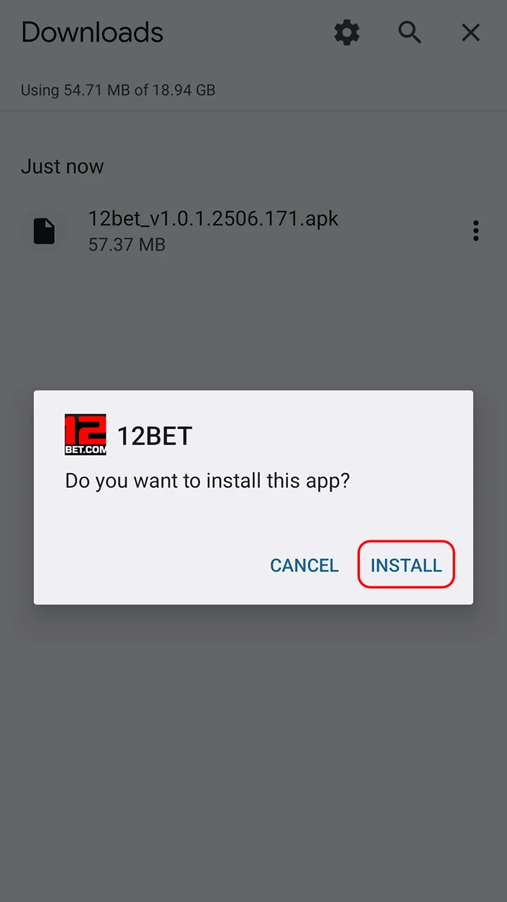 डाउनलोड की गई फ़ाइल खोलें और 12Bet की स्थापना पूरी करें।