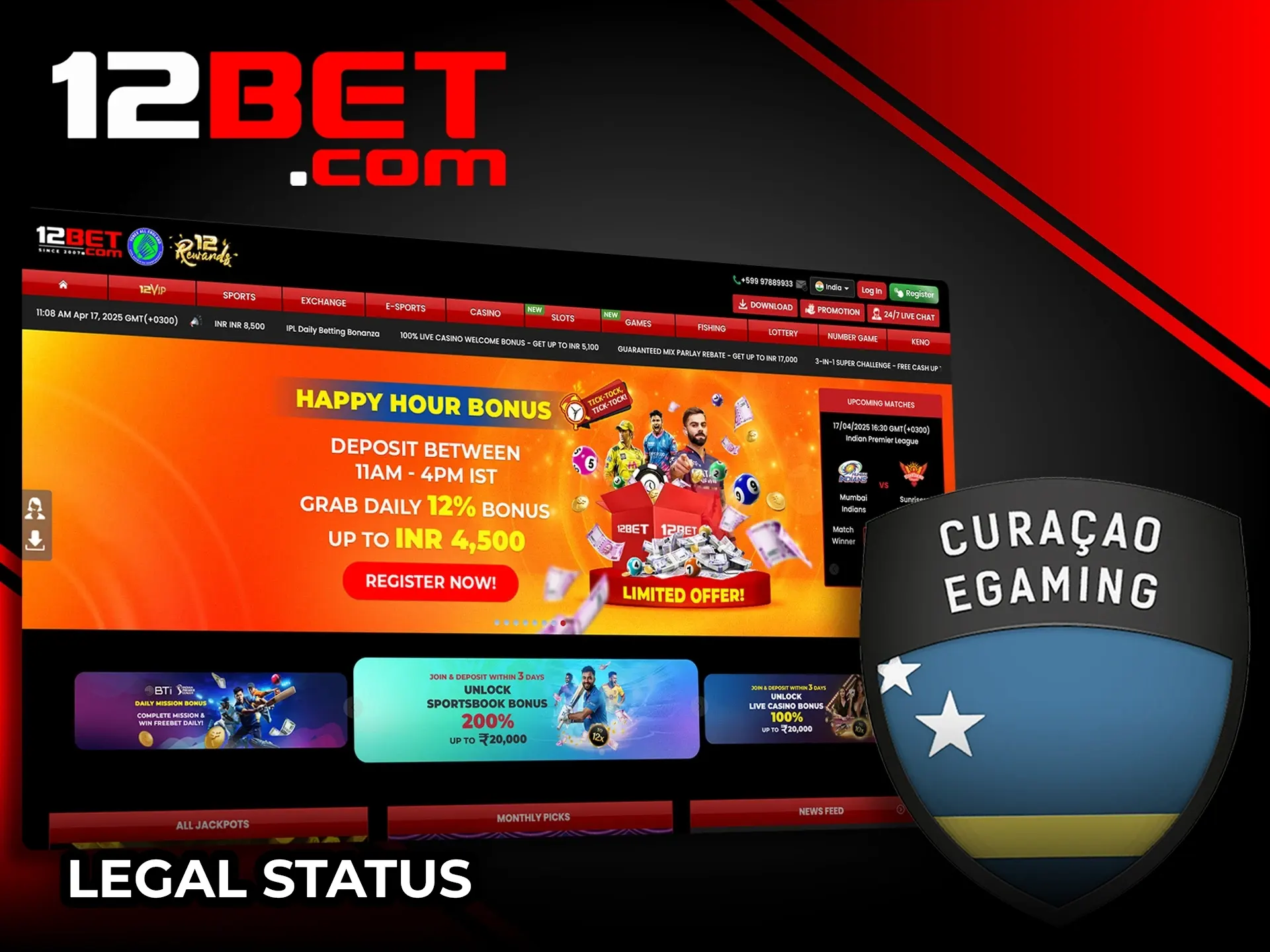 12Bet भारत के उपयोगकर्ताओं के लिए कानूनी है और लाइसेंस प्राप्त है।